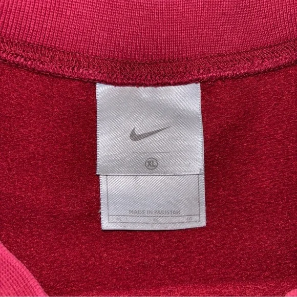 Vtg 90s Y2K Nike Flocked Spell Out Logo Fleece Crewneck Sweatshirt Mens XL Red - Picture 5 of 10